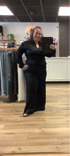 Load image into Gallery viewer, Twaina Textured Black Satin Soft Volume Wide Leg Pant