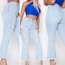 Load image into Gallery viewer, Light Wash Ankle Flares