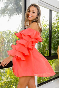 Coral Ruched Dress