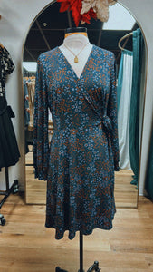 long sleeve plus size dress blue floral