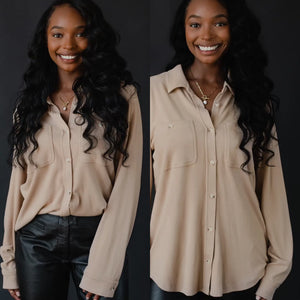 Tan Super Soft Luxe Button Up