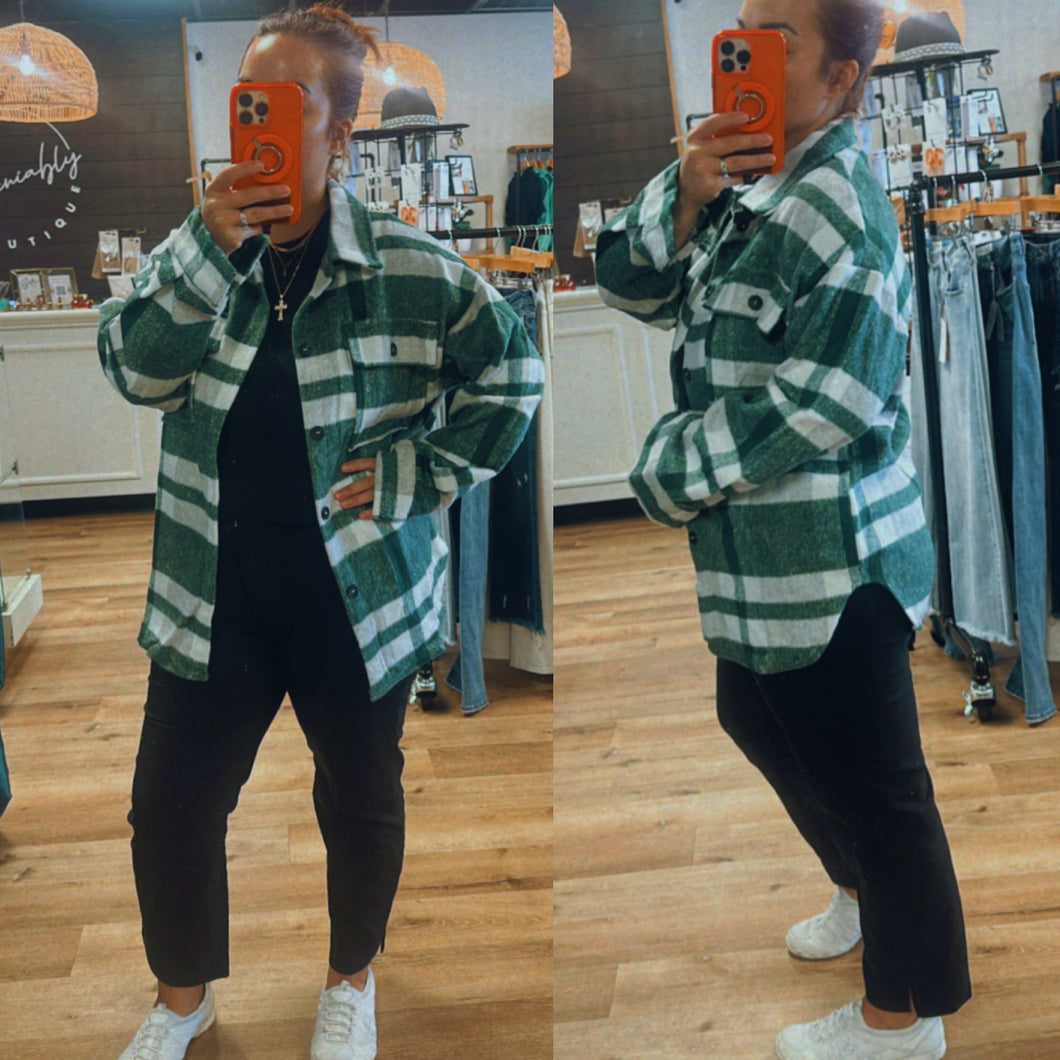 The Everyday Shacket Green Plaid