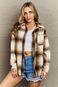 Oversized Plaid Shacket in Camel (Small-Large)