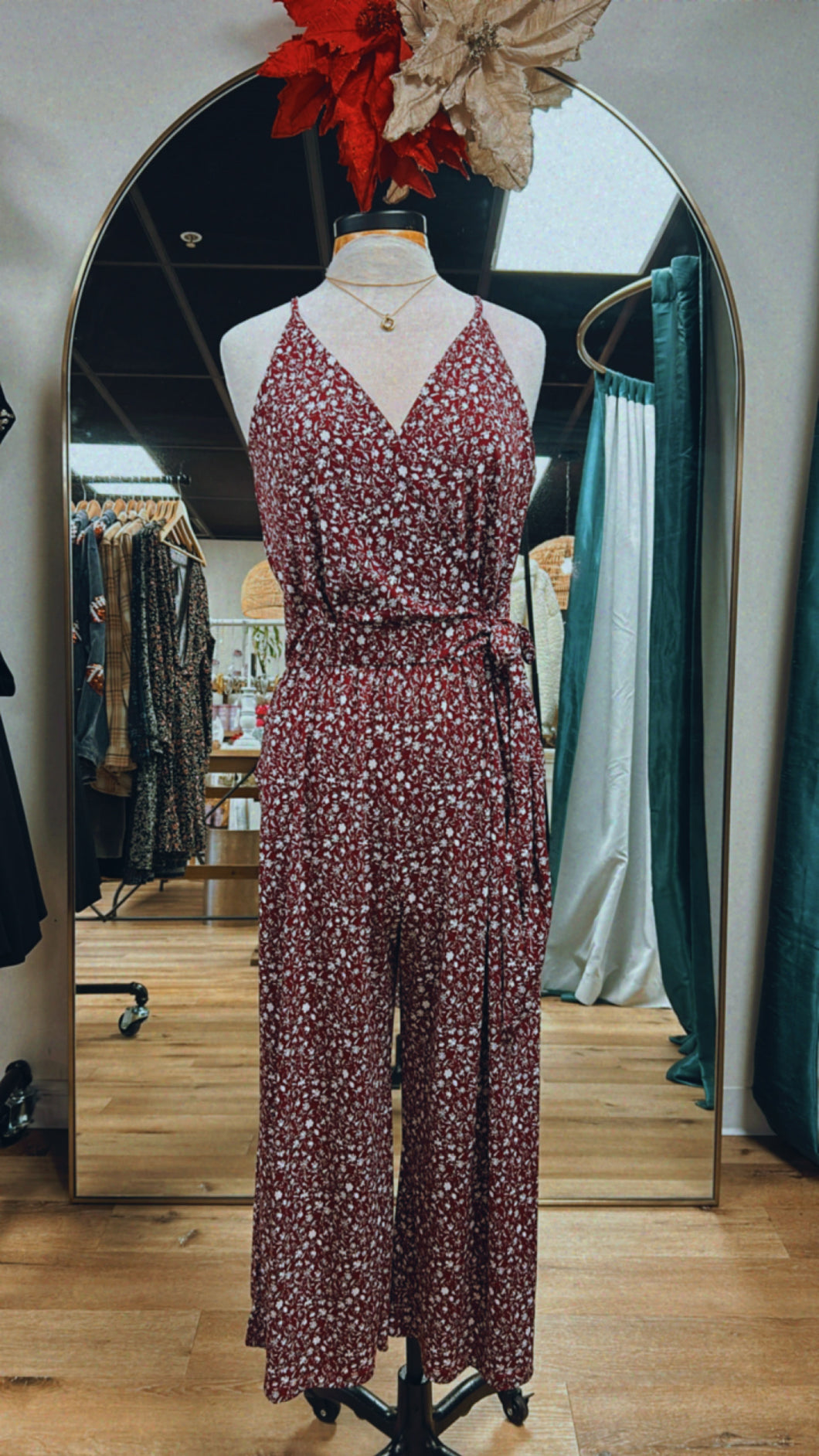 Red Floral Jumpsuit