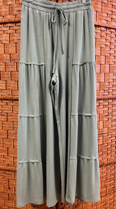 French Terry Tiered Wide Pants