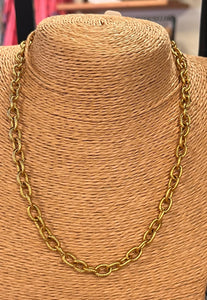 Gold chain link water resistant necklace