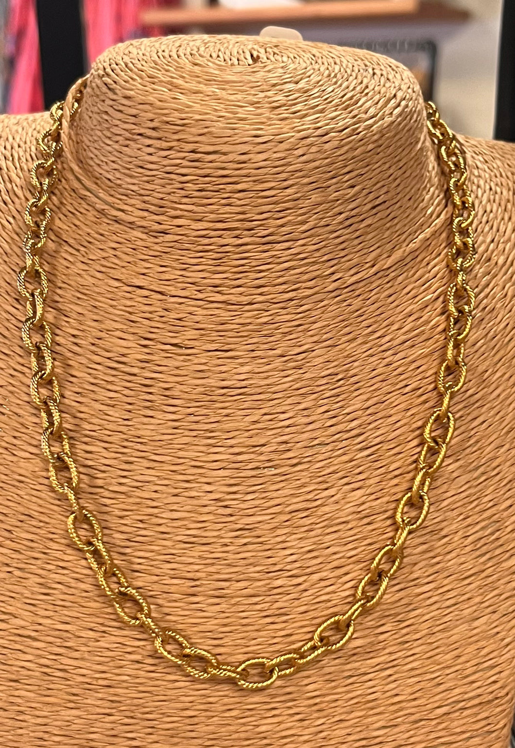 Gold chain link water resistant necklace