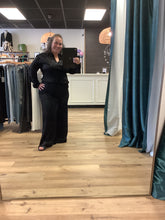 Load image into Gallery viewer, Twaina Textured Black Satin Soft Volume Wide Leg Pant
