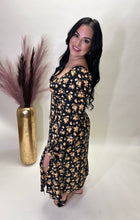 Load image into Gallery viewer, black and yellow floral dress
