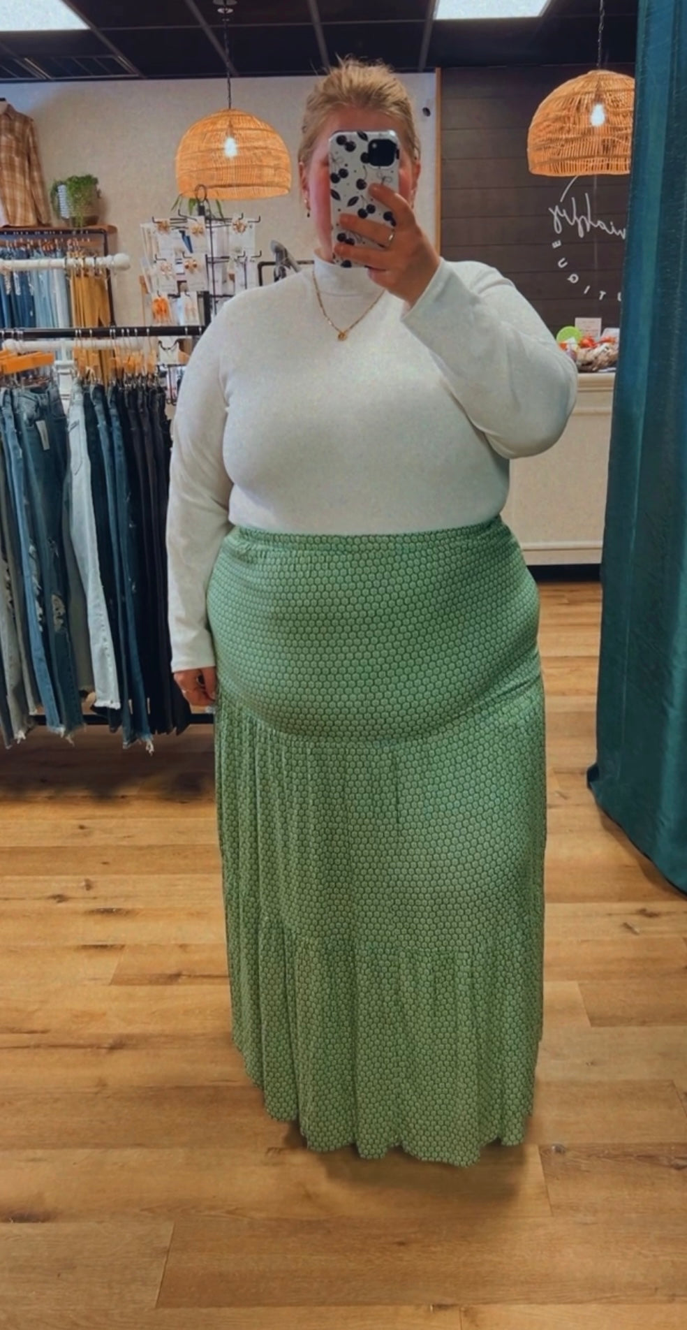 Green maxi skirt plus size