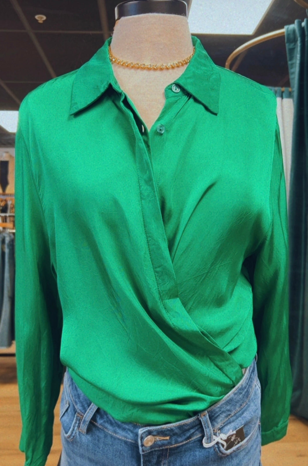 Green Button Blouse