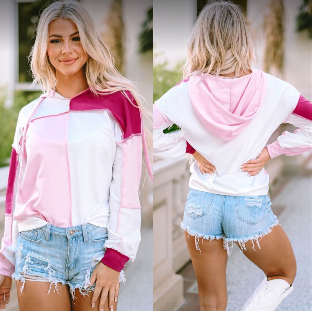 Color Block Pull Over Hoodie