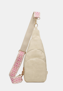 (In Store) Cream Vegan Leather Sling Bag