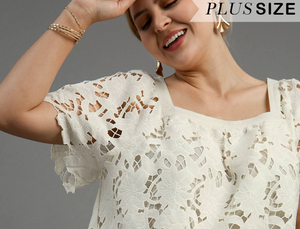 White Lace Short Sleeve Blouse