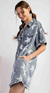 Mineral Washed Star Printed Dress