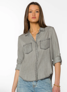 Grey Shirt with Roll Up Sleeves