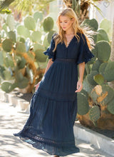 Load image into Gallery viewer, Navy Blue Lace Maxi Dress
