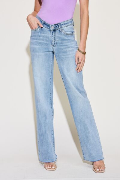 In Store Judy Blue Full Size V Front Waistband Straight Jeans