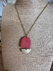 Red Clay Half Circle Necklace