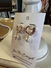 Load image into Gallery viewer, Pearl Crystal Hoops
