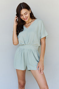 Pleated Romper in Cool Matcha
