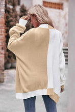 Load image into Gallery viewer, Woven Right Contrast Open Front Dropped Shoulder Longline Cardigan
