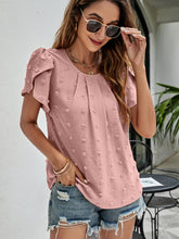 Load image into Gallery viewer, Swiss Dot Round Neck Petal Sleeve Top
