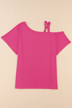 Load image into Gallery viewer, Crisscross Asymmetrical Neck Short Sleeve Top

