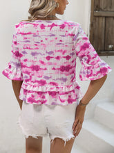 Load image into Gallery viewer, Tie-Dye V-Neck Peplum Top
