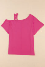 Load image into Gallery viewer, Crisscross Asymmetrical Neck Short Sleeve Top
