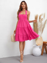 Load image into Gallery viewer, Halter Neck Tiered Knee-Length Dress
