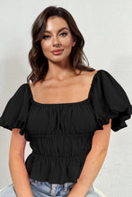 Load image into Gallery viewer, Square Neck Balloon Sleeve Cropped Blouse
