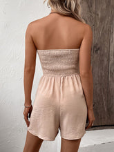 Load image into Gallery viewer, Decorative Button Smocked Strapless Romper
