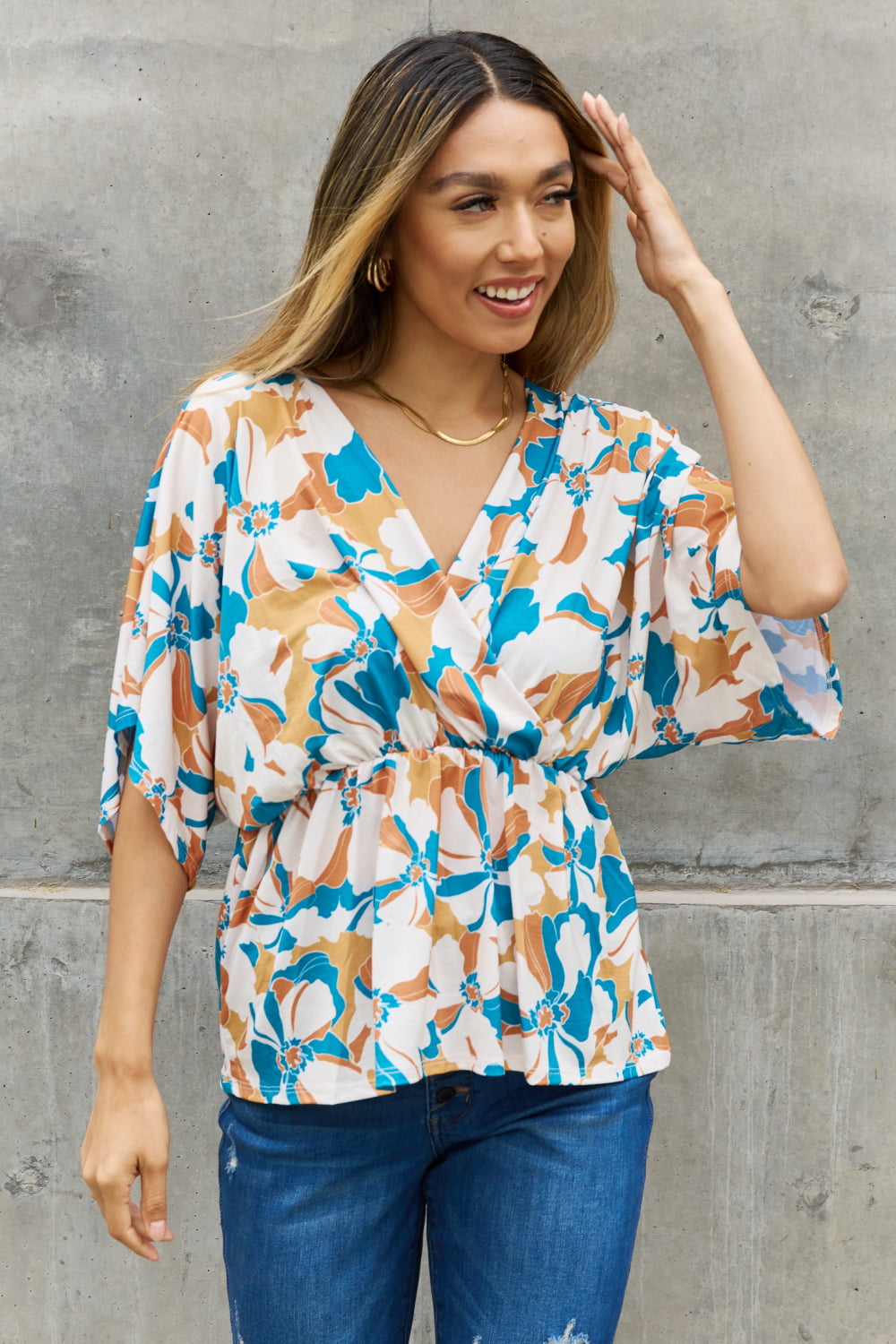 Floral-Print Wrap Blouse for Women