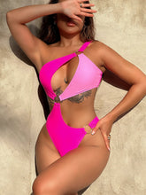 Load image into Gallery viewer, One-Shoulder Cutout Ring Detail One-Piece Swimsuit
