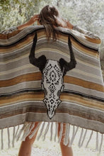 Load image into Gallery viewer, Leto Desert Wanderer Cow Skull Striped Poncho

