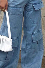Load image into Gallery viewer, Wide Leg Knee Pocket Jeans
