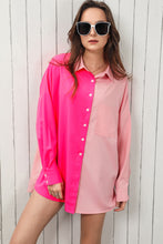 Load image into Gallery viewer, Double Take Color Block Collared Longline Shirt
