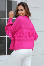 Load image into Gallery viewer, Double Take Fringe Trim Open Front Cardigan
