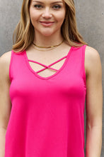Load image into Gallery viewer, BOMBOM Criss Cross Front Detail Sleeveless Top in Hot Pink
