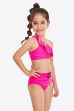 Load image into Gallery viewer, Ruffled One-Shoulder Buckle Detail Two-Piece Swim Set
