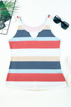 Load image into Gallery viewer, Striped Notched Neck Tank
