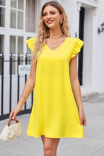 Load image into Gallery viewer, Ruffled V-Neck Flutter Sleeve Dress
