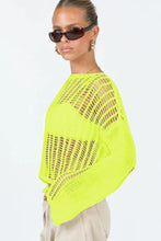 Load image into Gallery viewer, Openwork Boat Neck Long Sleeve Cover Up
