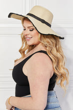 Load image into Gallery viewer, Black Rim Sun Straw Hat in Ivory
