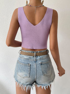 Twisted Cropped Knit Tank