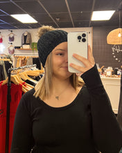 Load image into Gallery viewer, Black Sparkle Pom Knit Beanie
