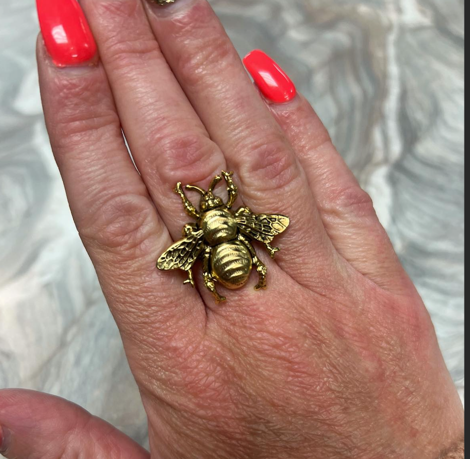 Yochi 22K Gold Plated Bee Ring