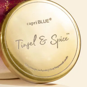 Capri Blue Mercury Etched Tinsel and Spice 19oz Candle