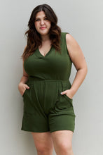 Load image into Gallery viewer, V-Neck Sleeveless Romper in Army Green
